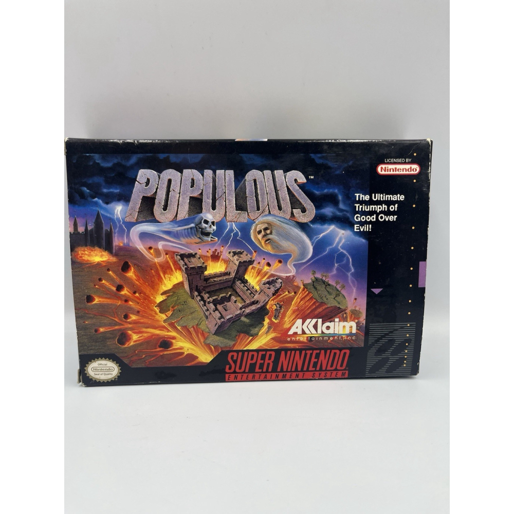 VINTAGE Populous for Super Nintendo In Box With Manual SEE ALL NICE SHAPE
